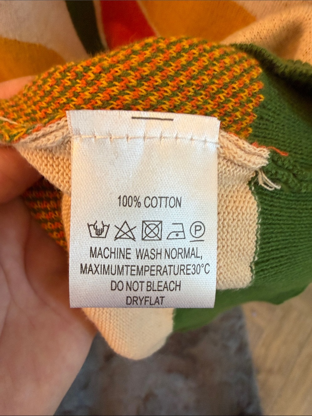 OXKNIT Retro Stripe Collared Knit Polo in Cream & Green - Picture 4 of 6